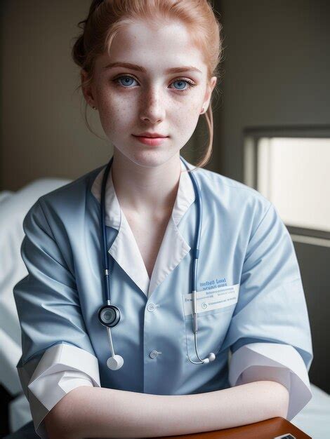 Uma Mulher De Uniforme Azul Com Um Estetoscópio Em Volta Do Pescoço