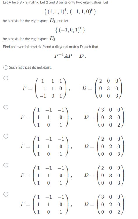 Solved Let A Be A 3 X 3 Matrix Let 2 And 3 Be Its Only Two