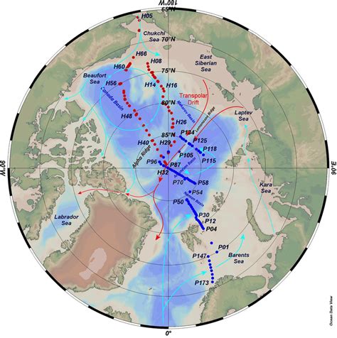 Map Of Arctic Ocean And Major Circulation Patterns With Station