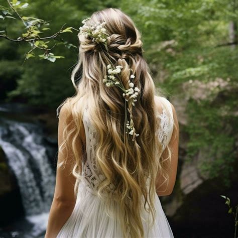 Cascading waterfall braids with scattered flowers 30699984 Stock Photo ...