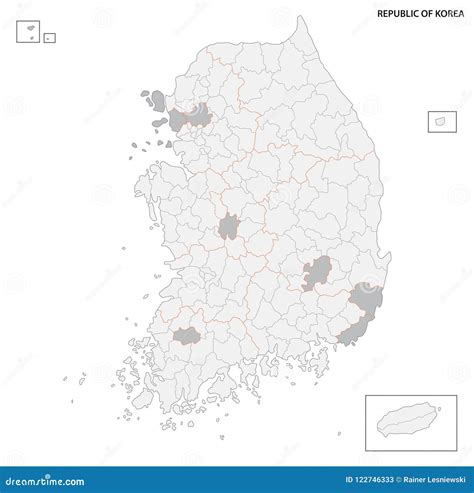 South Korea Administrative And Political Vector Map Stock Vector