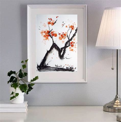 Sakura tree painting original watercolor, Cherry Blossoms, Asian art