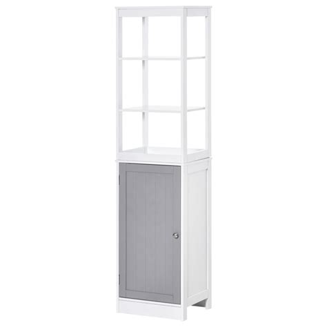 Kleankin Tall Bathroom Cabinet Free Standing Slimline Cupboard Tallboy Unit Storage Organiser