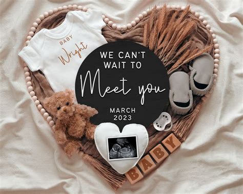 Neutral Pregnancy Announcement Digital We Can T Wait To Meet You Baby