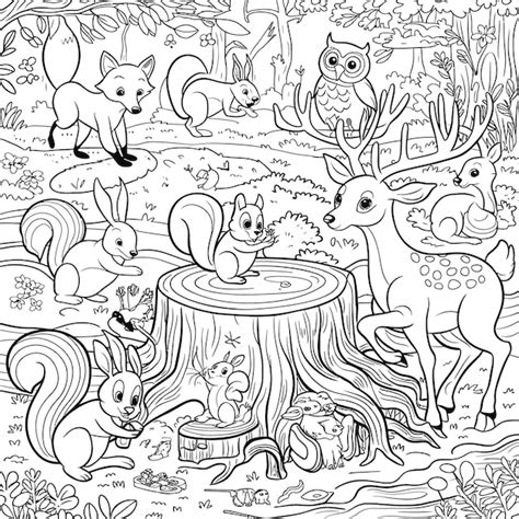 Animals coloring page | Premium AI-generated vector