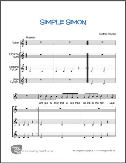 Simple Simon Orff Orchestration Sheet Music Game