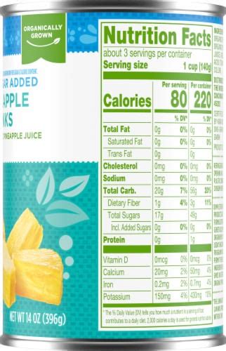 Simple Truth Organic Canned Pineapple Chunks No Sugar Added In