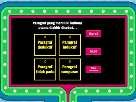 EVALUASI PEMBELAJARAN MATERI KALIMAT UTAMA Gameshow Quiz