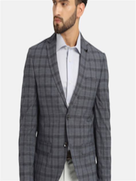 Buy Blackberrys Checked Slim Fit Single Breasted Formal Blazer