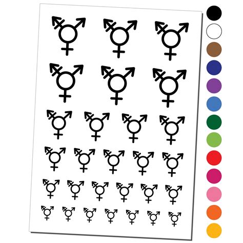 Male With Stroke And Female Sign Transgender Gender Symbol Water Resistant Temporary Tattoo Set