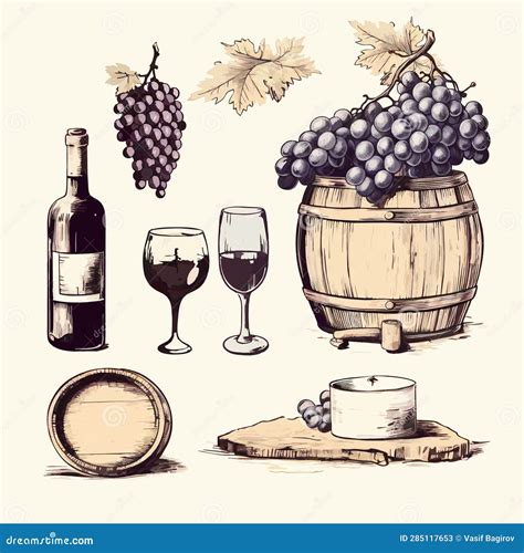 Vector Set Of Wine Products Icon Eps10 Vector Illustration In Sketch