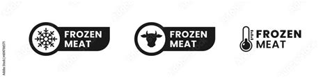 Frozen Meat Label Or Frozen Meat Sign Vector Isolated In Flat Style