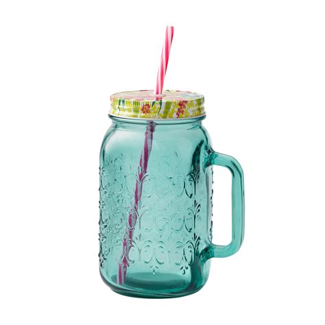 The Pioneer Woman 32oz Teal Glass Mason Jar Glass Walmart