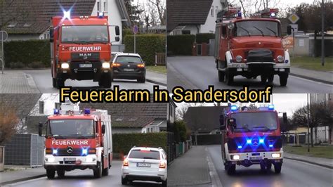 Brand Gebäude Rundhauber Einsatzfahrten von 4 Feuerwehren zum