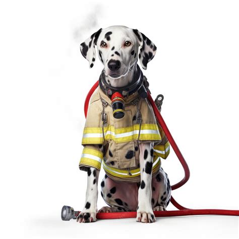 Premium AI Image | Firefighter Dalmatian with Hose