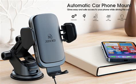 Zeehoo Wireless Car Charger Fast Qi Charging Auto Clamping Car Mount