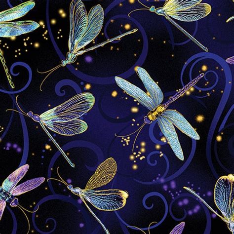 Dancing Dragonflies Black Fabric Dragonfly Dance Collection Etsy