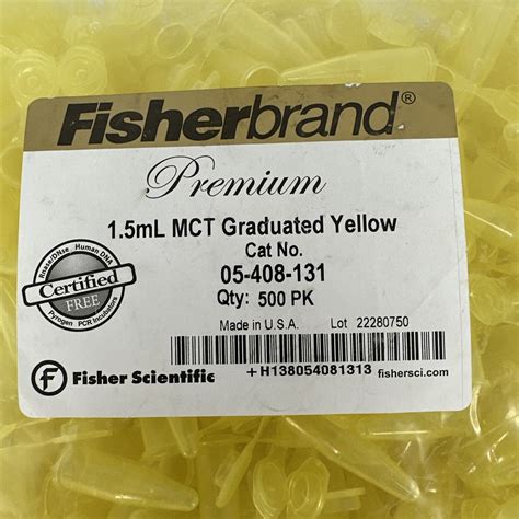 500 Pack Fisherbrand 05 408 131 15ml Mct Graduated Yellow