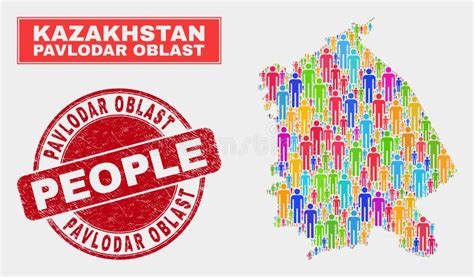 Pavlodar Region Map Population People and Textured Seal Stock Vector - Illustration of mosaic ...