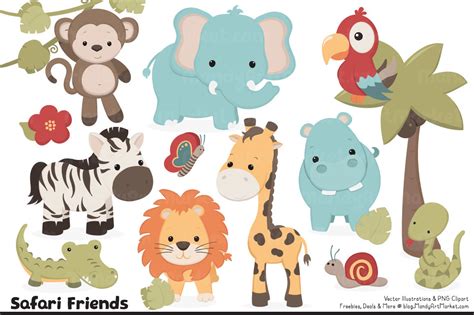 Vintage Jungle Animal Clipart & Vectors By Amanda Ilkov | TheHungryJPEG