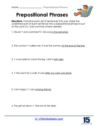 Prepositional Phrases Worksheets Worksheets