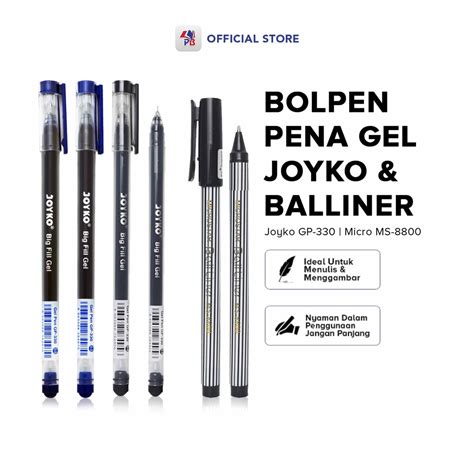 Jual Pulpen Gel Joyko Balliner Micro MS 8800 Dan GP 330 Satuan Pena