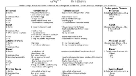 Sample Weekly Menu For Type 2 Diabetes