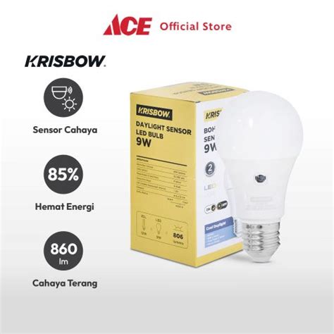 Jual Ace Krisbow Lumi Bohlam Led Sensor Cahaya Watt Cool Daylight