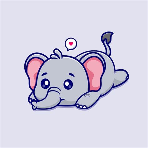 Elefante Lindo Yac A En El Piso Dibujos Animados Vector Icono