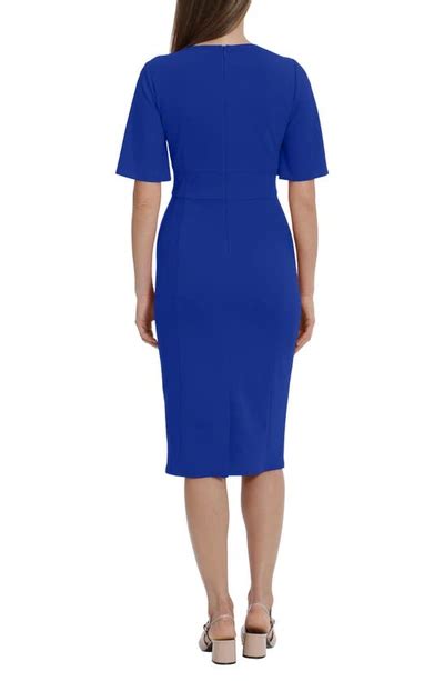 Maggy London Flutter Sleeve Midi Dress In Retro Blue Modesens