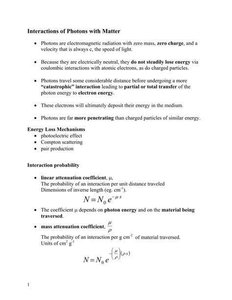 Interactions Of Photons With Matter