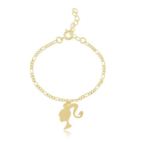 Pulseira Infantil Menina Barbie Folheado A Ouro 18k Elo7