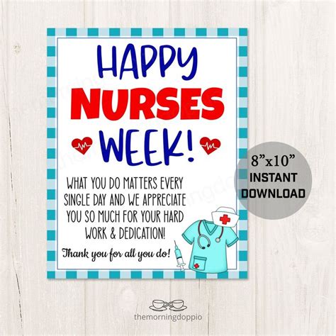 Printable Happy Nurses Week Appreciation Thank You Table Sign For