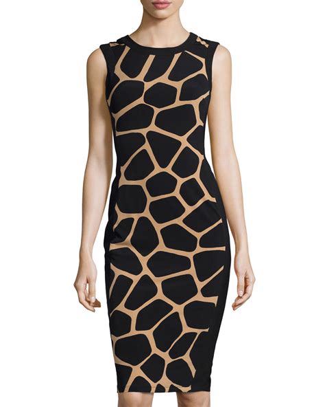 Maggy London Sleeveless Giraffe Print Sheath Dress In Black Lyst