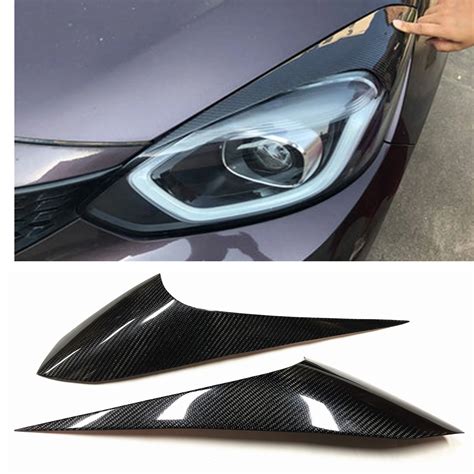 Carbon Fiber Headlight Eyelid Eyebrow Trim For Honda Fit Jazz Gr