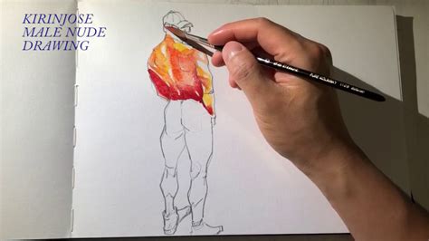 Male Nude Drawing Water Color Youtube