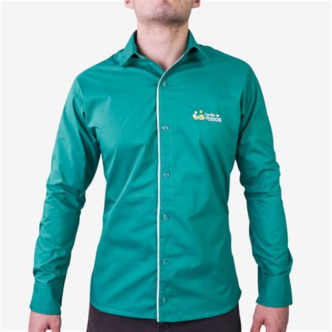 Camisa Social Verde Gerente Masculina Manga Longa Cdt Todos