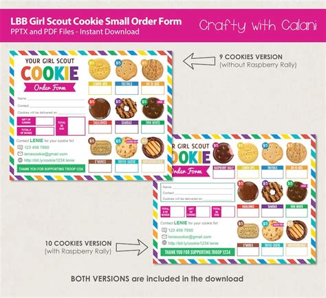 Girl Scout Cookie 2023 Order Form Lbb Cookie Order Form Etsy