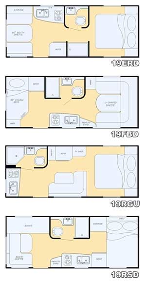 Gulf Stream Visa travel trailer floorplans - small picture, click for a larger picture