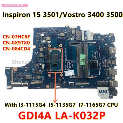 LA K032P GDI4A Para Dell Inspiron 15 3501 Vostro 3400 3500 Placa Base