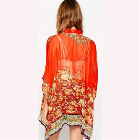 Boho Floral Printed Shirts Women Tribal Style Vintage Ethnic Cardigan