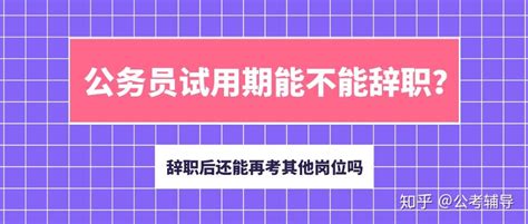 公务员试用期能不能辞职？辞职后还能再考其他岗位吗？ 知乎