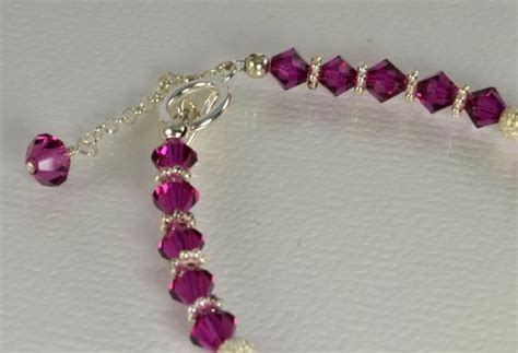 Swarovski Deep Magenta Fushia Crystals Bracelet Sterling Silver