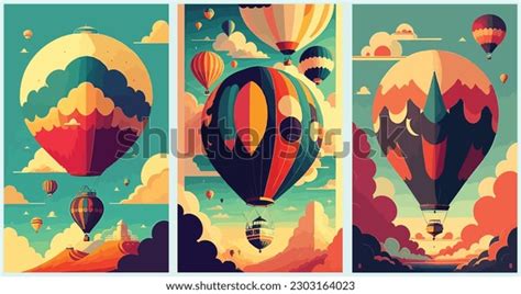 Hot Air Balloons Flat Illustration Set Stock Vector Royalty Free