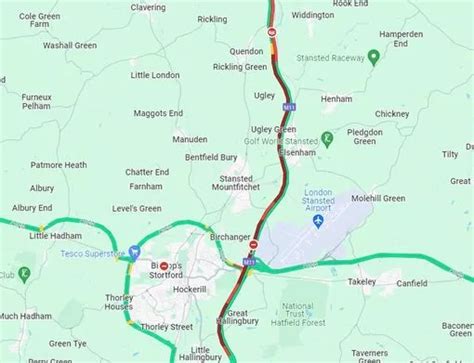 M Traffic Recap As Two Car Crash Near Stansted Airport A Junction