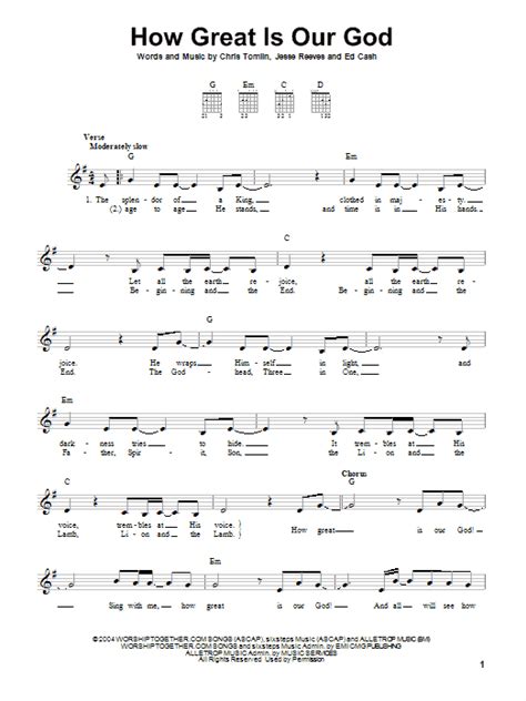 How Great Is Our God By Chris Tomlin Sheet Music For Easy Guitar At Sheet Music Direct