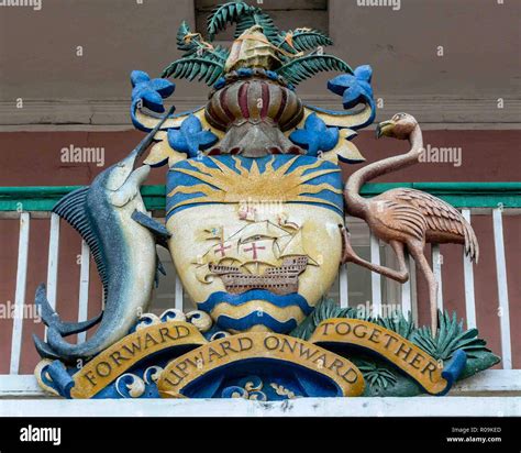 Nassau New Providence Bahamas 16th Jan 2009 The Coat Of Arms Of The Bahamas Hanging