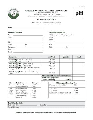 Fillable Online Cnal Cals Cornell Kit Order Form Cornell Nutrient