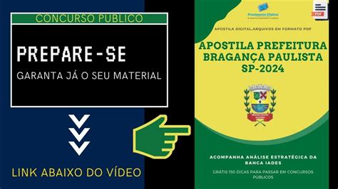 Apostila Prefeitura Bragança Paulista Sp Advogado Suas 2024 Youtube