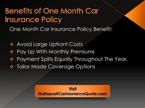 One month car insurance policy